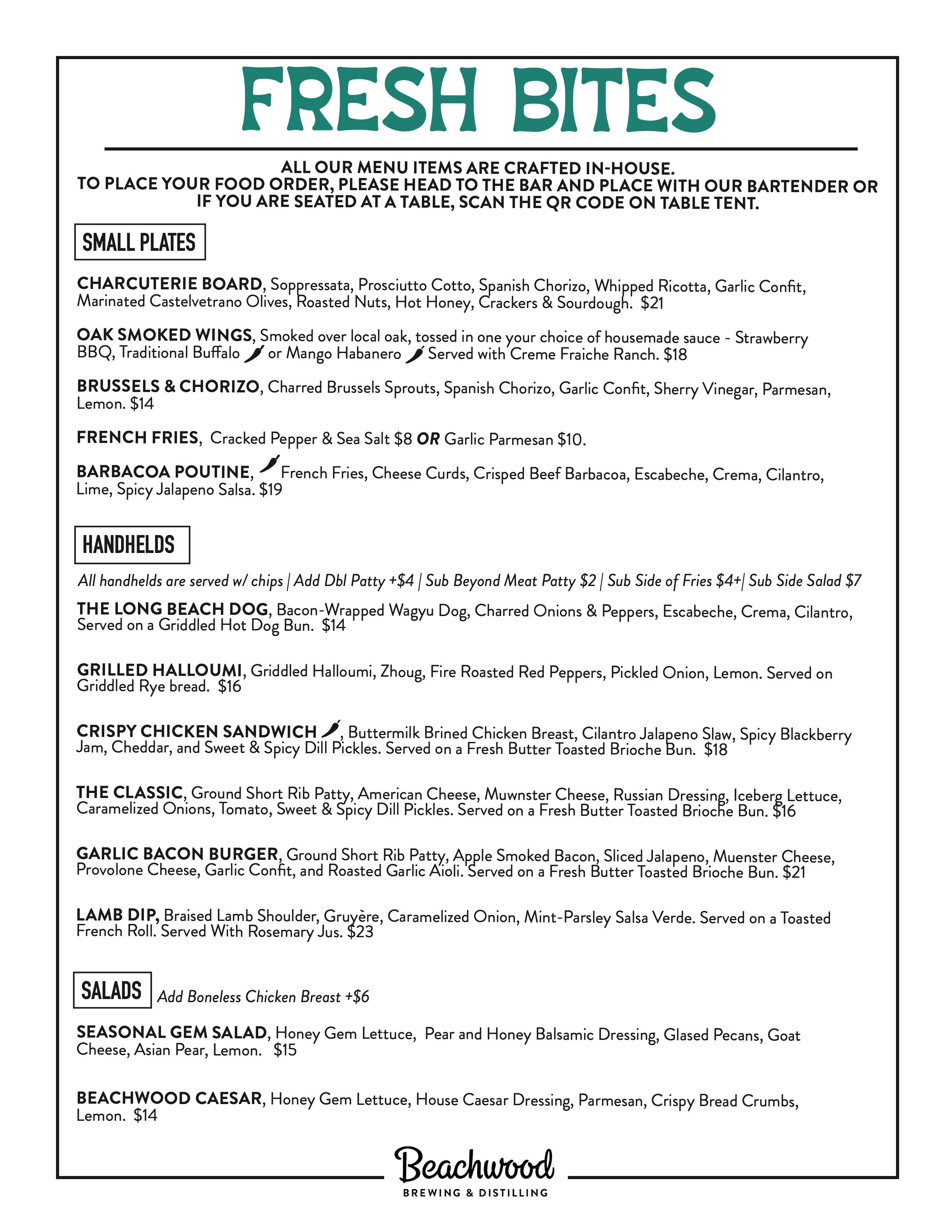 Bixby Knolls food menu