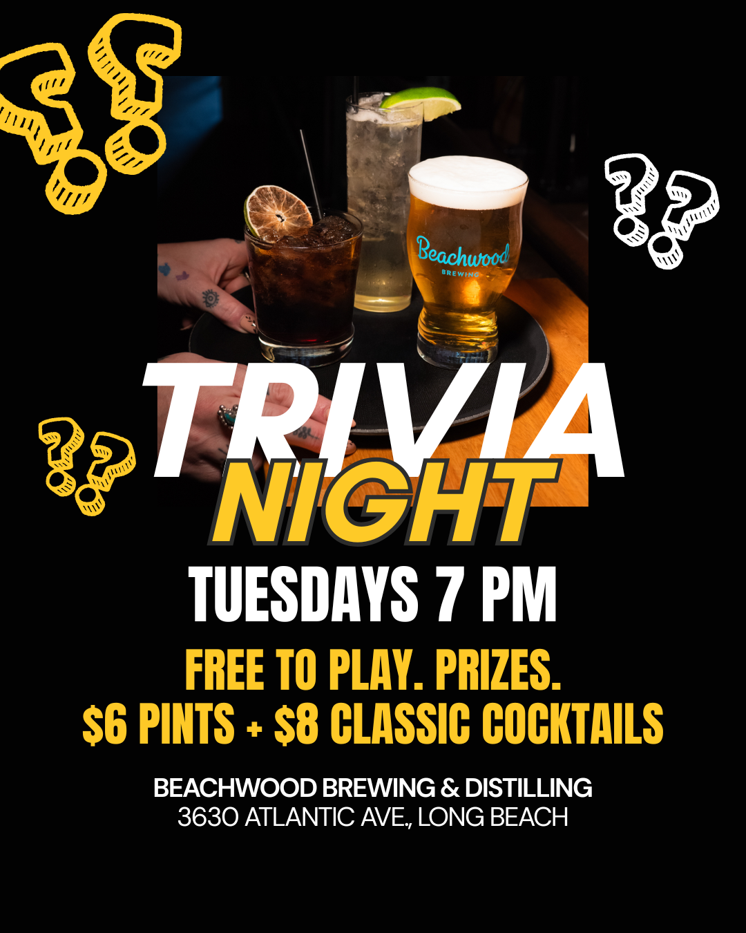 Tuesdays: Trivia at Beachwood Distilling ๐น Bixby Knolls Long Beach