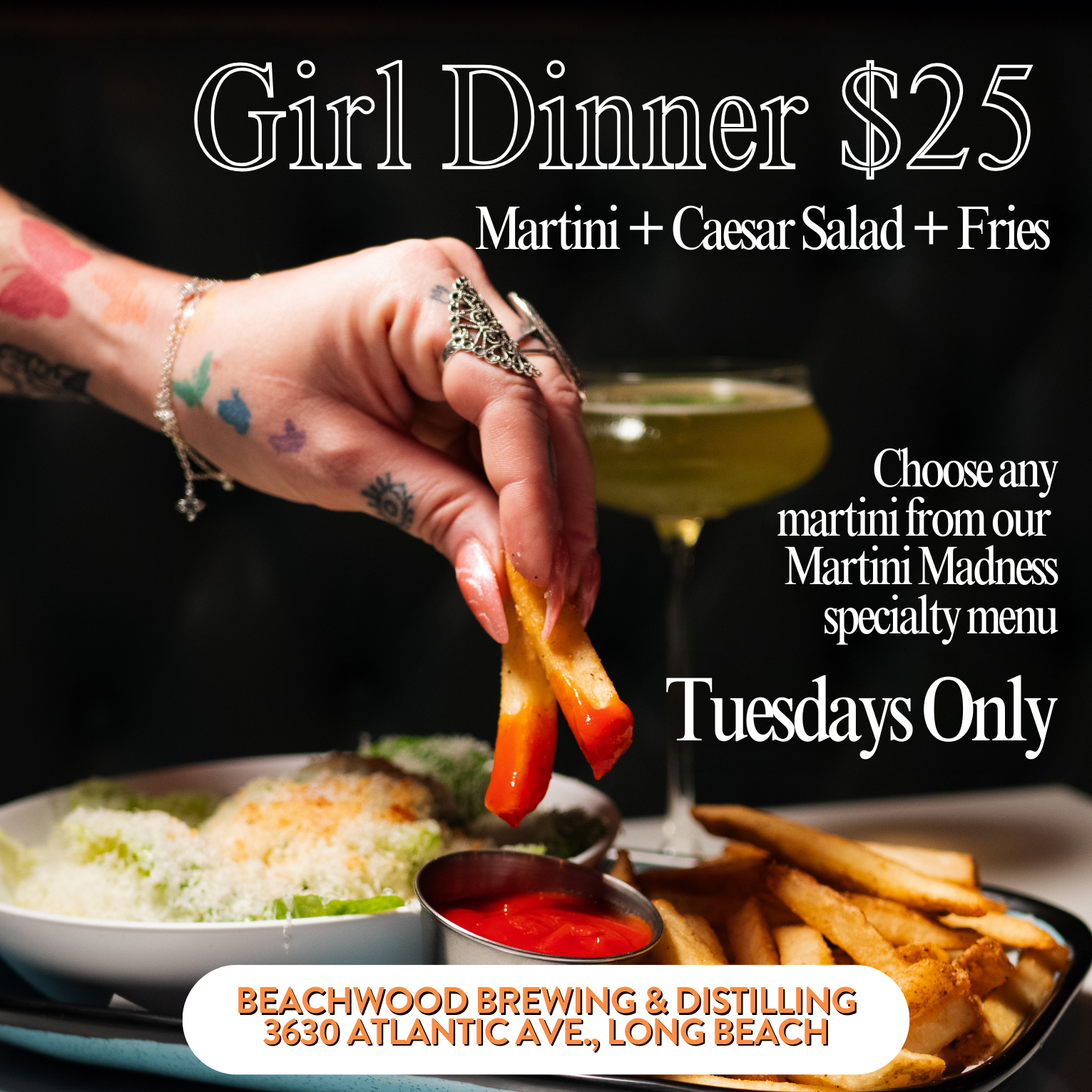 Girl Dinner Tuesday Special at Beachwood Brewing & Distilling
