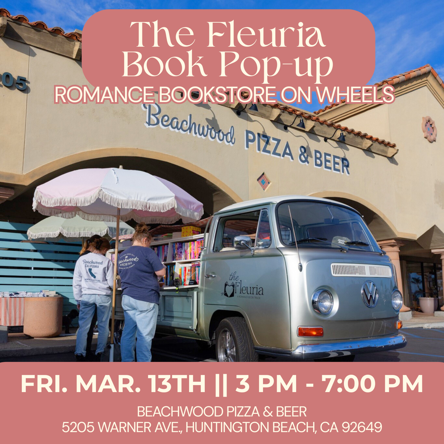 The Fleuria Book Truck Pop-Up AT AT BEACHWOOD PIZZA & BEER